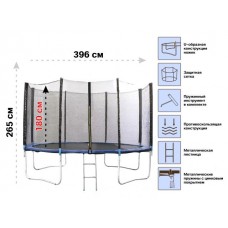 Батут с защитной сеткой и лестницей, 396.5х85 см, ARIZONE (для детей старше 14 лет) (80-130400)