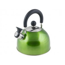 Чайник со свистком, нержавеющая сталь, 2.5 л, серия Holiday, зеленый металлик, PERFECTO LINEA (Общий объем изделия 2,5л, полезный объем 2,15л) (52-121