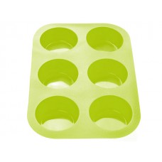 Форма для выпечки, силиконовая, прямоугольная на 6 кексов, 26 х 17.5 х 3 см, зеленая, PERFECTO LINEA (20-000413)