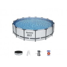 Каркасный бассейн Steel Pro МАХ, круглый,  457х107 см + фильтр-насос, лестн., тент, BESTWAY (56488)