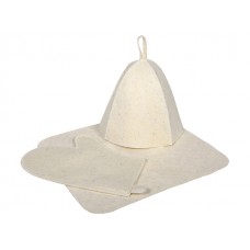 Набор для бани из 3-х предметов (шапка, коврик, рукавица), войлок, Hot Pot (42013) (HOT POT)