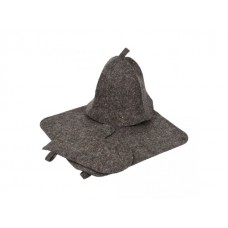Набор для бани из 3-х предметов (шапка, коврик, рукавица), серый, Hot Pot (41345) (HOT POT)