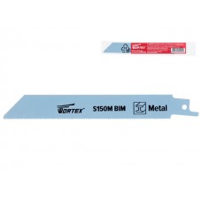 Пилка сабельная по металлу S150M (1 шт.) WORTEX высококачественная быстрорежущая сталь, 150 мм длина (пропил прямой, тонкий, для базовых работ) (SSB15