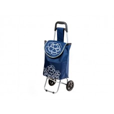 Сумка-тележка хозяйственная на колесах 20 кг, синяя, цветок, PERFECTO LINEA (42-661010)