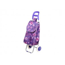 Сумка-тележка хозяйственная на колесах 30 кг, фиолетовая, цветы, PERFECTO LINEA (42-307010)