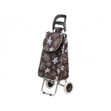 Сумка-тележка хозяйственная на колесах 30 кг, коричневая, цветы, PERFECTO LINEA (42-307011)